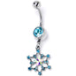 Aurora Blue Gem Style Super Star Dangle Belly Ring - - BELLY RING Dangle