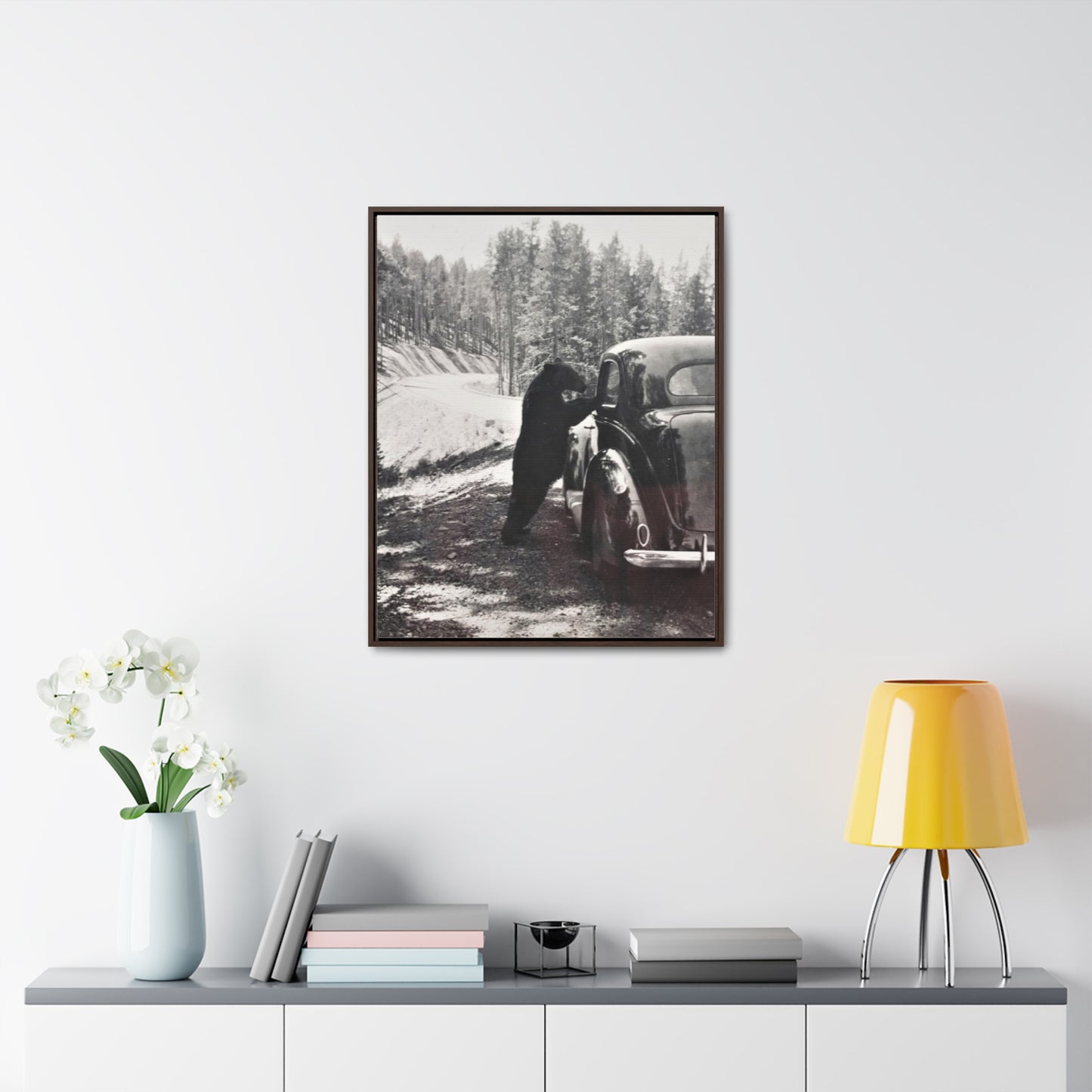 Yellowstone Bear Car Gallery Canvas Wraps, Vertical Frame