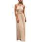 Elegant Multi-Way Wrap Maxi Dress - Light Apricot Large - dress