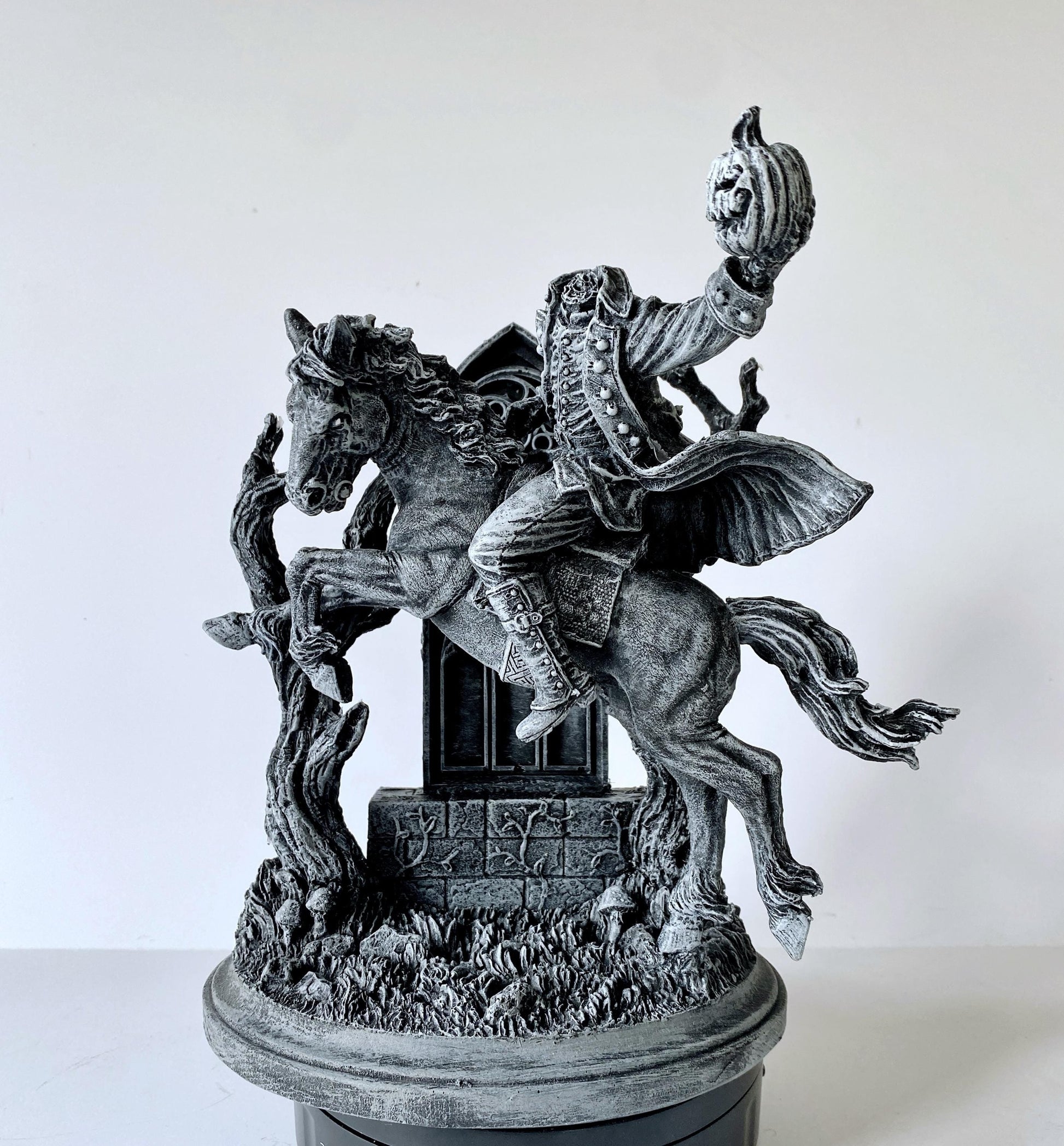 Headless Horseman Riding Statue, Hand Painted Resin Sculpture | Gothic Legend of Sleepy Hollow Figurine | Dark Folklore Art for Spooky Decor - -