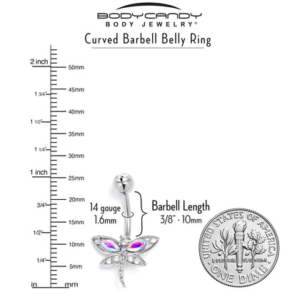 Aurora Clear CZ Gem Understated Dragonfly Belly Ring - - BELLY RING