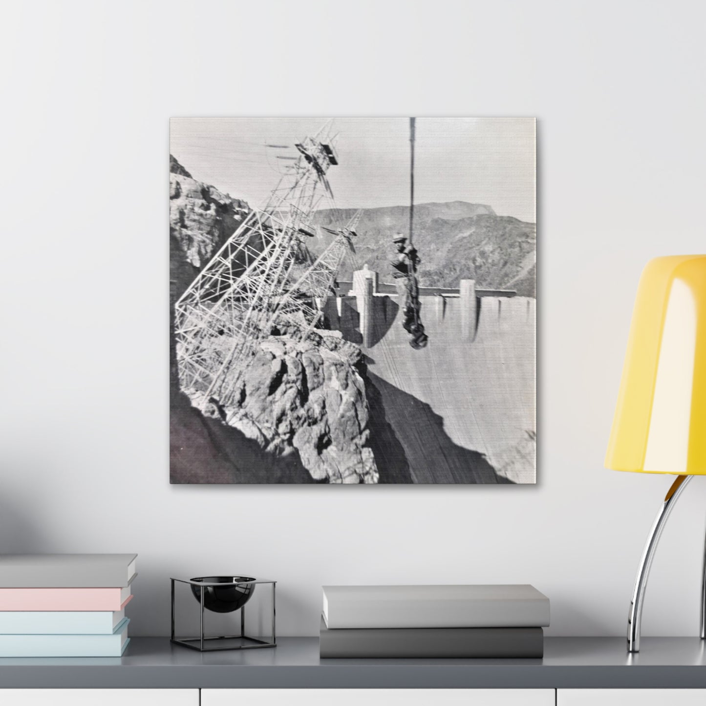 Suspended Boulder Dam Worker Canvas Gallery Wraps