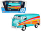 Volkswagen Type 2 (T1) Delivery Van "Peace" Turquoise Metallic 1/24 Diecast Model Car by Motormax - - Volkswagen Models