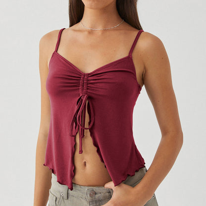 Sweetheart Spice Retro Bow Pleated Halter Top for Ladies - - Women's Fashion - Women's Clothing - Tops & Tees - Tank Tops