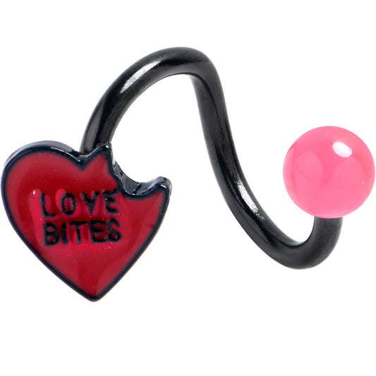 Black Love Bites Heart Valentines Spiral Twister Belly Ring - - BELLY RING Spiral