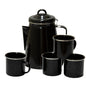 Stansport Enamel Percolator Coffee Pot & 4 Mug Set - Black - Coffee Pot + Mugs Black - percolator mug set