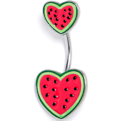 Watermelon Hearts Double Mount Belly Ring - - BELLY RING Double Mount