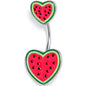 Watermelon Hearts Double Mount Belly Ring - - BELLY RING Double Mount