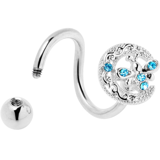 Blue Gem Lunar Dragonfly Spiral Twister Belly Ring - - BELLY RING Spiral