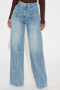 Straight-leg Washed Street-style Womens Jeans - Blue - Jeans