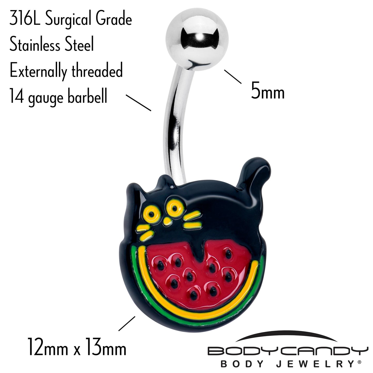 Watermelon Cat Love Belly Ring - - BELLY RING