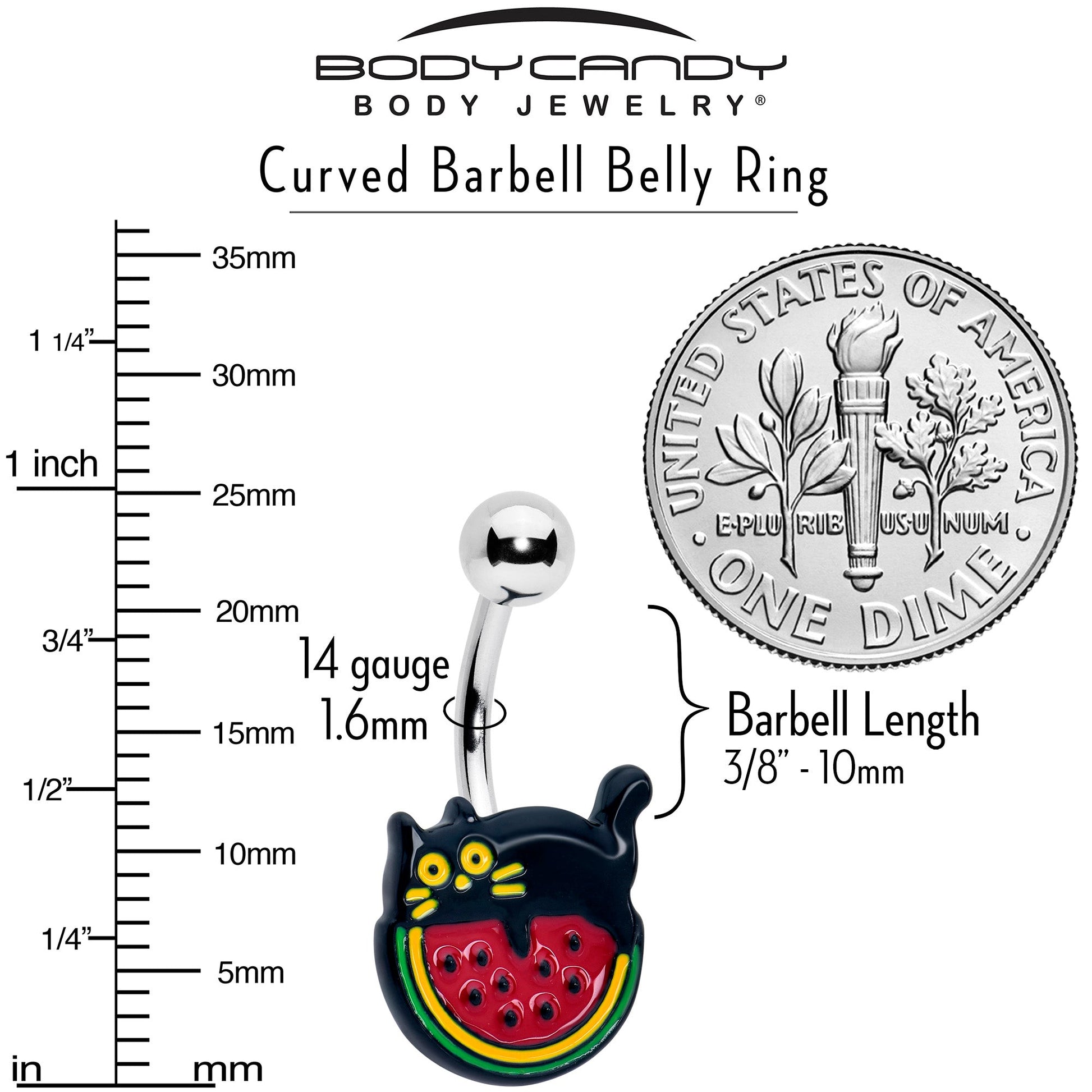 Watermelon Cat Love Belly Ring - - BELLY RING