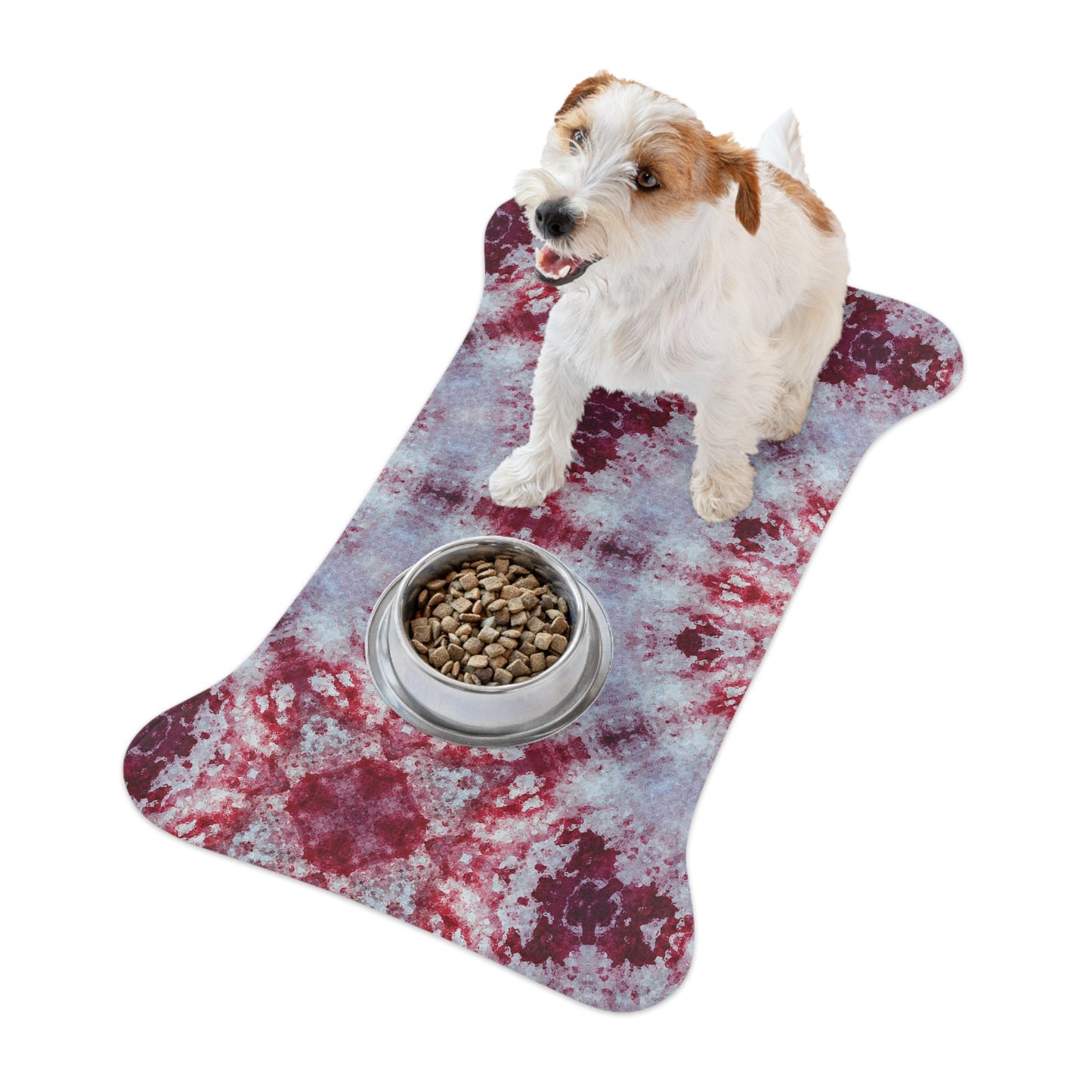 Red and White Tie Dye Pet Feeding Mats