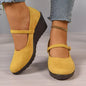 Round Toe Wedge Loafers - Yellow -