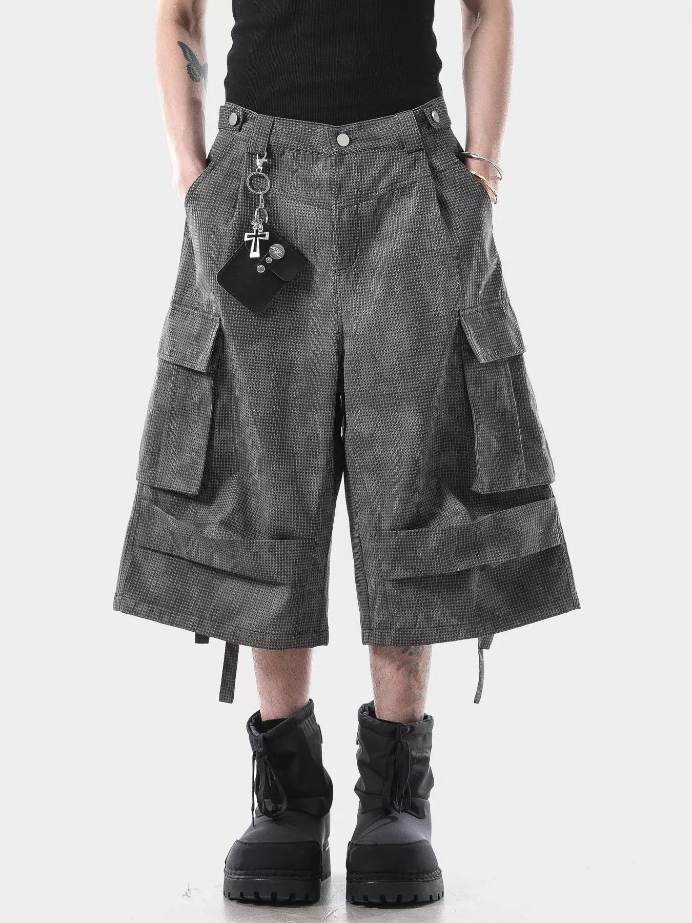 Men's Vintage Washed Cargo Shorts - Dark Gray -
