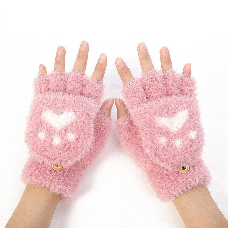 Winter Cat Claw Knit Gloves - - gloves