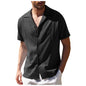 Men's Loose Casual Linen Shirt Cuba Guayabella Short-Sleeved Beach Shirt Men