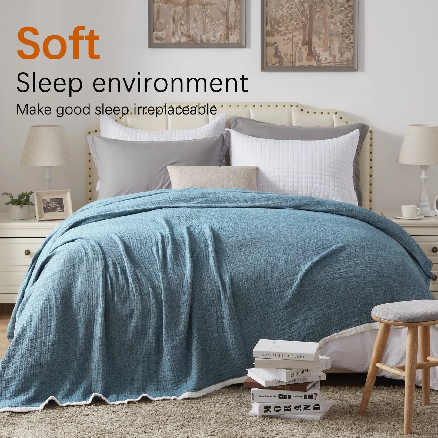 Spot Color 250GSM 150*200CM 100% Cotton Comfortable Home Soft Blanket