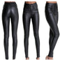 Edgy Rebel High-Waist Skinny Leather Pants – Shiny Black Faux Leather, Street Style, Motorcycle Chic - Black - Pants