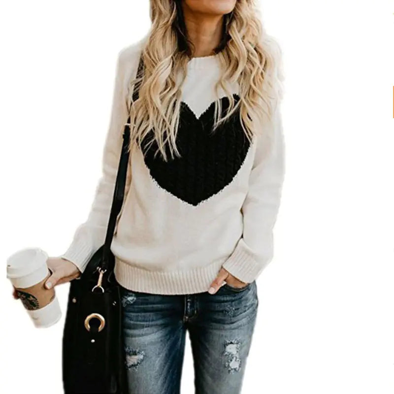 Long Sleeve Knit Heart Sweater