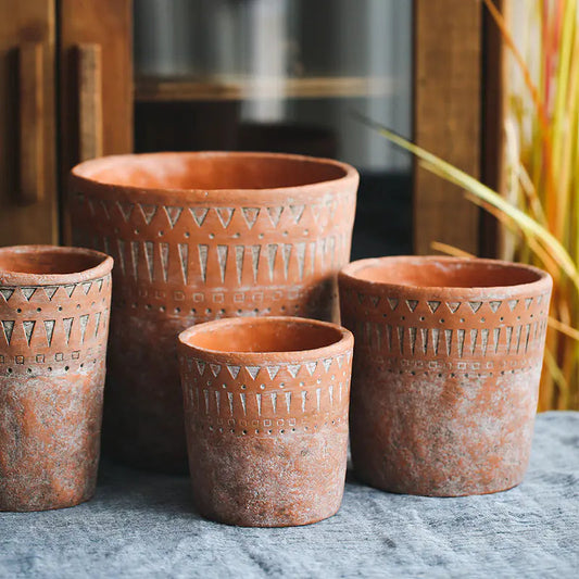 Vintage Red Clay Pot with African Element Design Kia Day Design