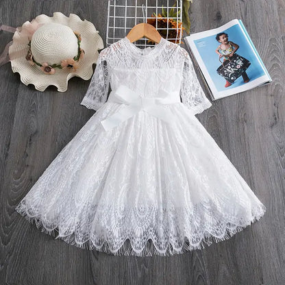 Spring Sequin Girls Dress white 5T (120)