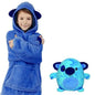 Fleece Wearable Blanket with Sleeves Big Pocket Blue multi