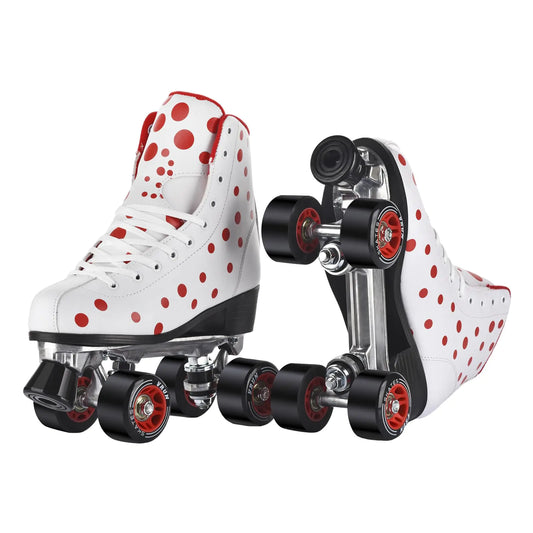 White High-top Double Row-Classic Roller Skates - - skates