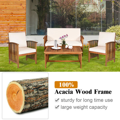 4 Pieces Patio Solid Wood Furniture Set- DirectDeals- {{Product type}}
