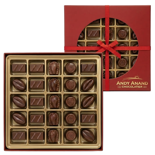 Andy Anand Luxurious Dark Chocolate Truffles Gift Box, 24 pc – Handmade Gourmet Assorted Flavors - - Food & Beverages > Desserts & Sweets > Chocolate