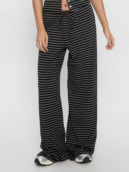 Striped Button-Down Top and Wide-Leg Pants Set- Shopimist- {{Product type}}