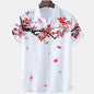 Mens Floral Chinese Style Shirt Short Sleeve Hawaiian Shirts Quick Dry Shirt