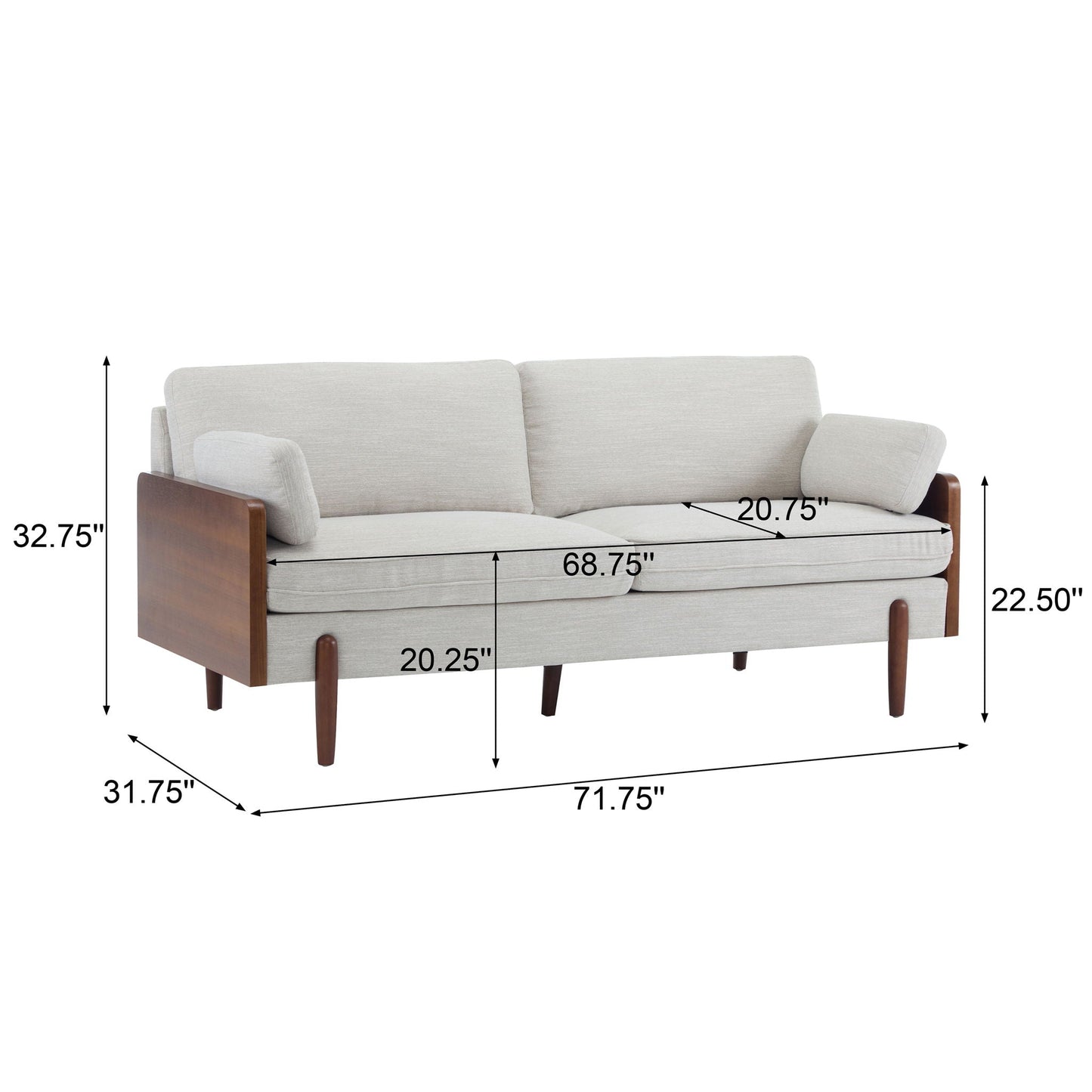 Mid Century Moderne Sofa With Wood Sides- Unique Piece Furniture- {{Product type}}