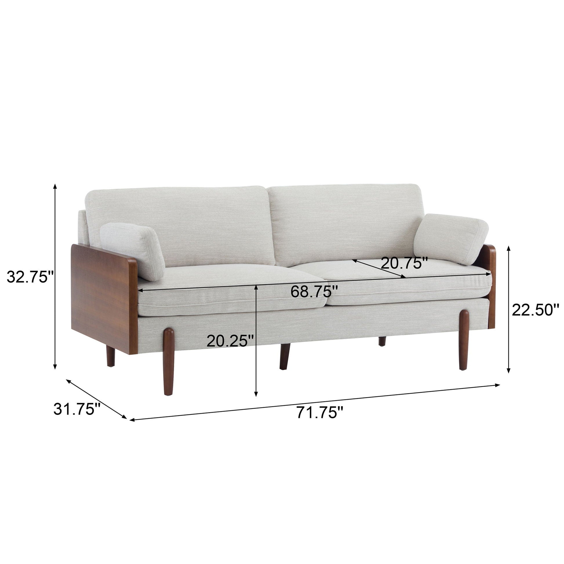 Mid Century Moderne Sofa With Wood Sides- Unique Piece Furniture- {{Product type}}