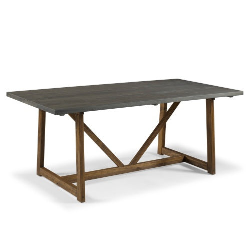 Rustic Solid Wood Grey Trestle Table - - table