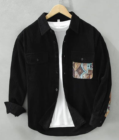 Japan Style Retro Long Sleeve Shirt - Black (2XL) 2XL - shirt