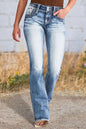 Star Embroidered Bootcut Jeans - Light -