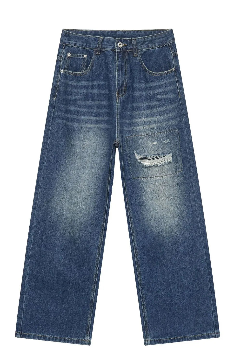 Men's Distressed Jeans with Pockets - -