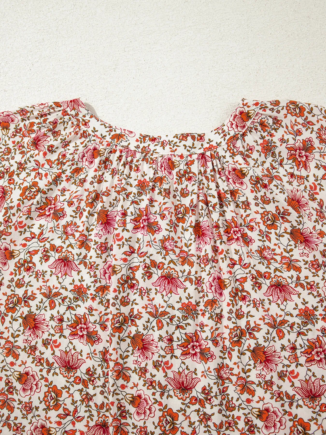 Floral Long Sleeve Button Down Blouse - -