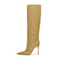 Print Pointed Stiletto Heel Boots