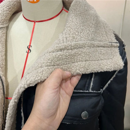 Lamb Wool Jacket Thick Warm Fleece Casual Short Coats Vintage Zipper Outerwear