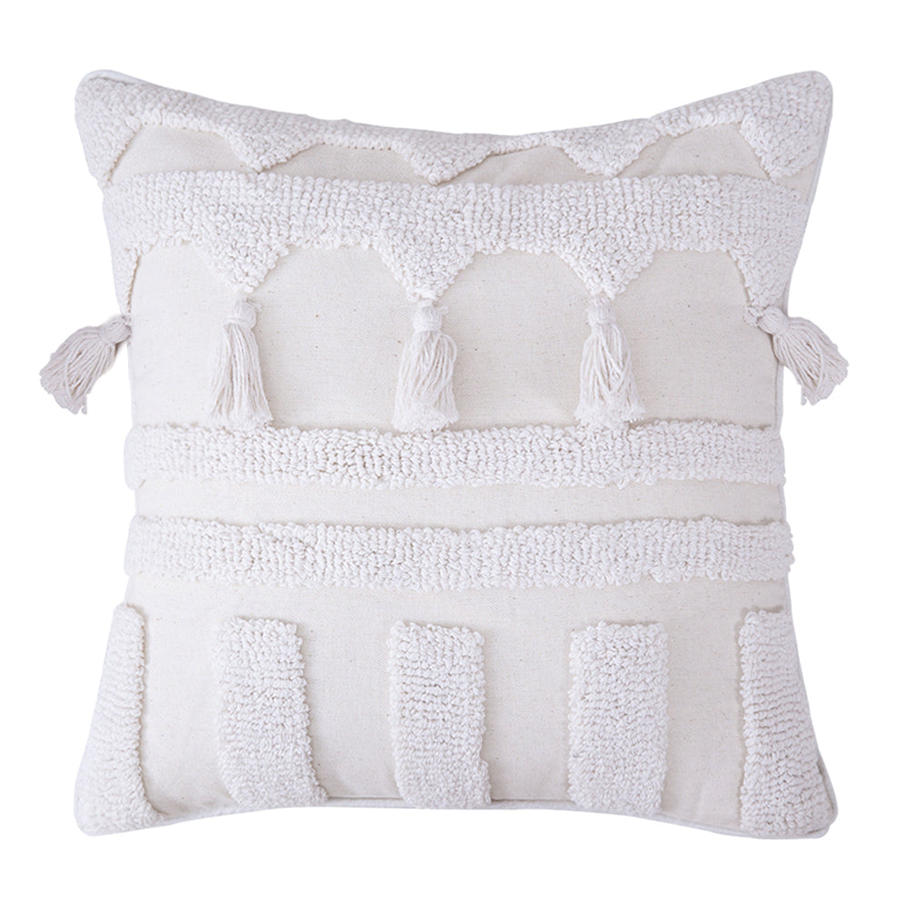 Cotton Macrame Pillow Case Woven Tufted Throw Pillow Cover With Tassel