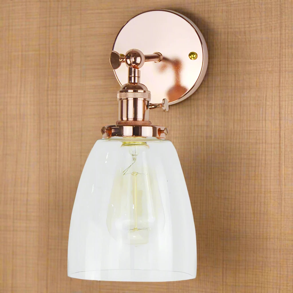 Loft Glass Rose Gold Iron Wall Light Vintage Wall Mount Light Sconce