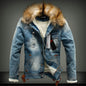 Vintage Denim Hooded Jacket - blue - Coat