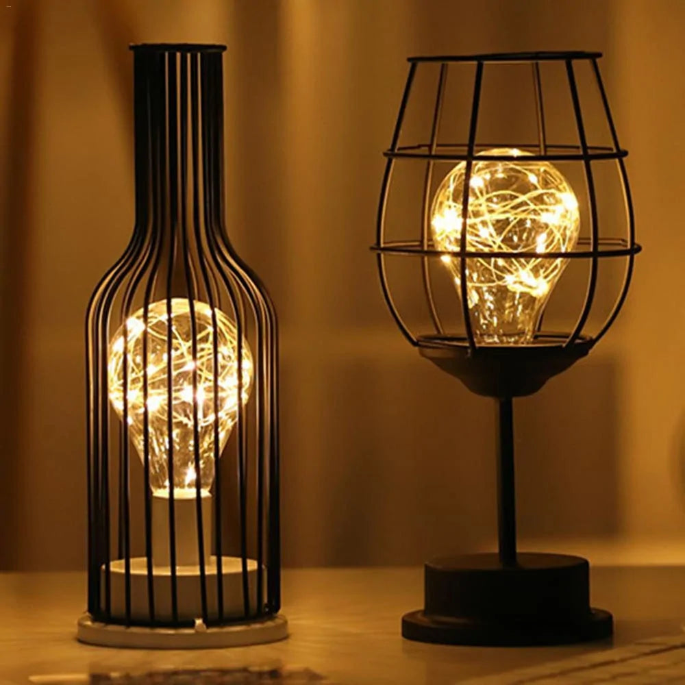 LED Retro Bulb Iron Table Night Light