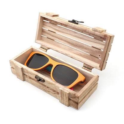 Bamboo Custom Retro Round Frame Sunglasses - - sunglasses