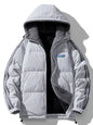 Men's Plus Size Hooded Zip Up Padded Jacket - Gray -