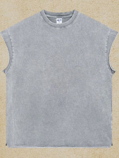 Men's Washed Round Neck Tank - -