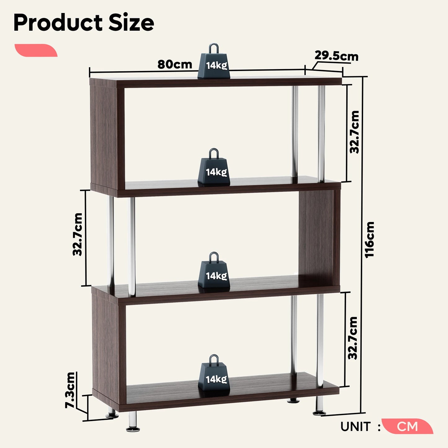 Wooden 3 Shelf Ladder Bookshelf S Shaped Mid Century Modern Bookshelf Open Shelf