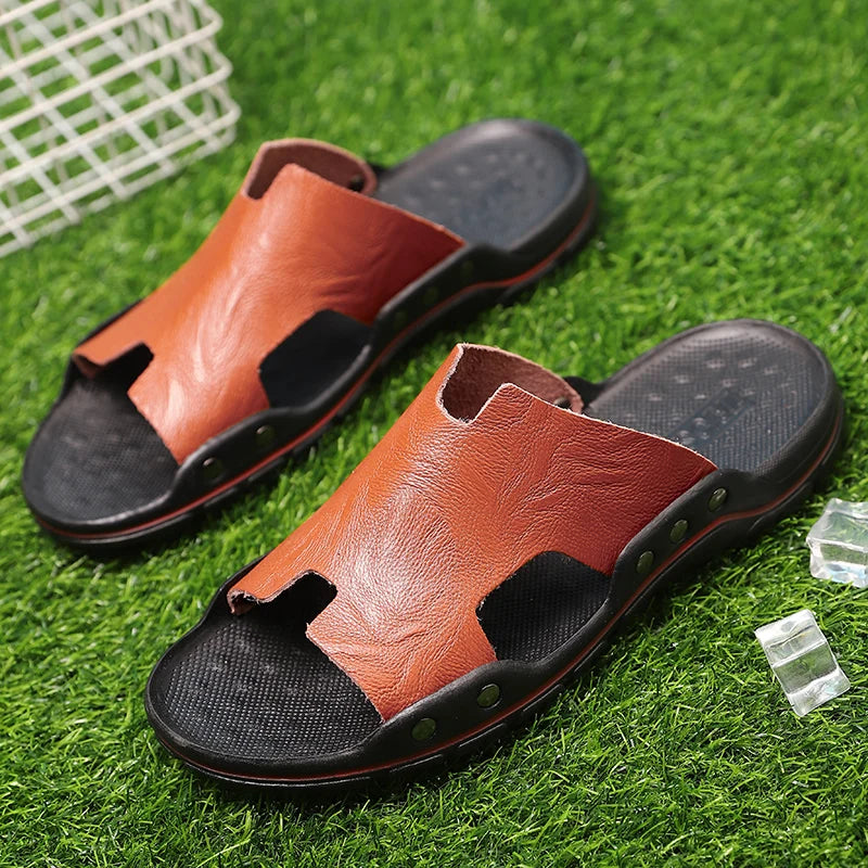 Leather Shoes Men Summer Sandals